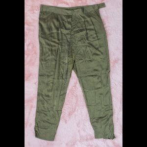 H&M Studio Olive Green Draped Silky Pant Sz 12